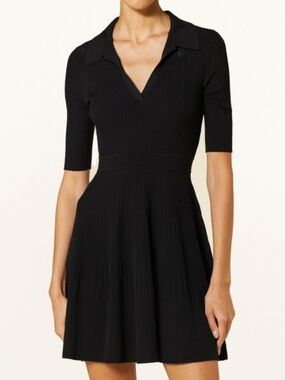 Simkhai black Signature Patricia Core Compact Rib Polo Collar Mini Dress
